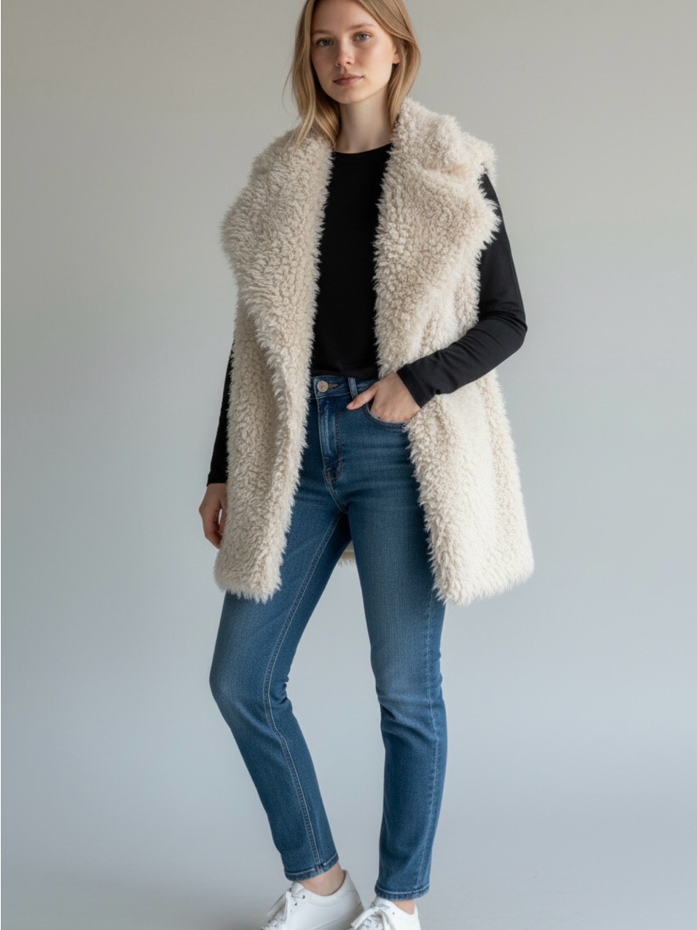 BB Dakota Plush Cream Faux Shearling Teddy Jacket